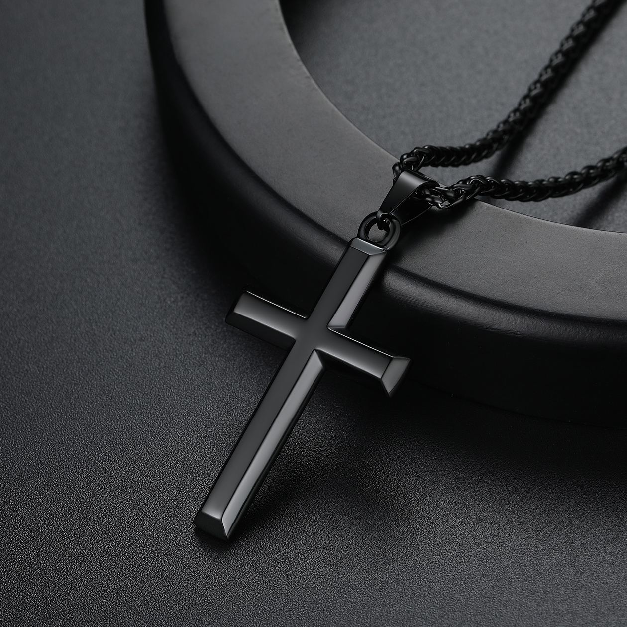 Stainless Steel Cross Pendant Necklace for Men Women