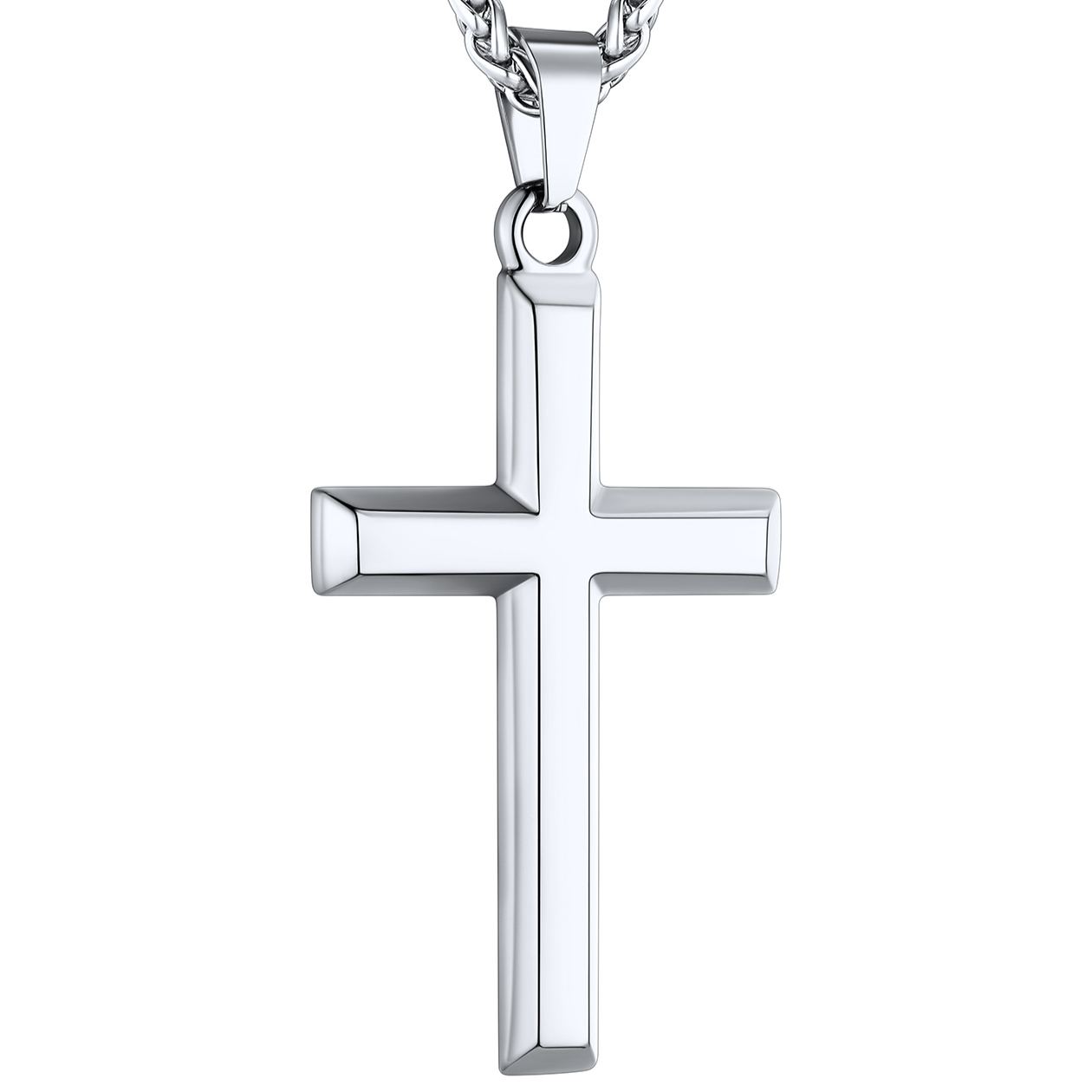 Stainless Steel Cross Pendant Necklace for Men Women