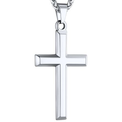 Stainless Steel Cross Pendant Necklace for Men Women