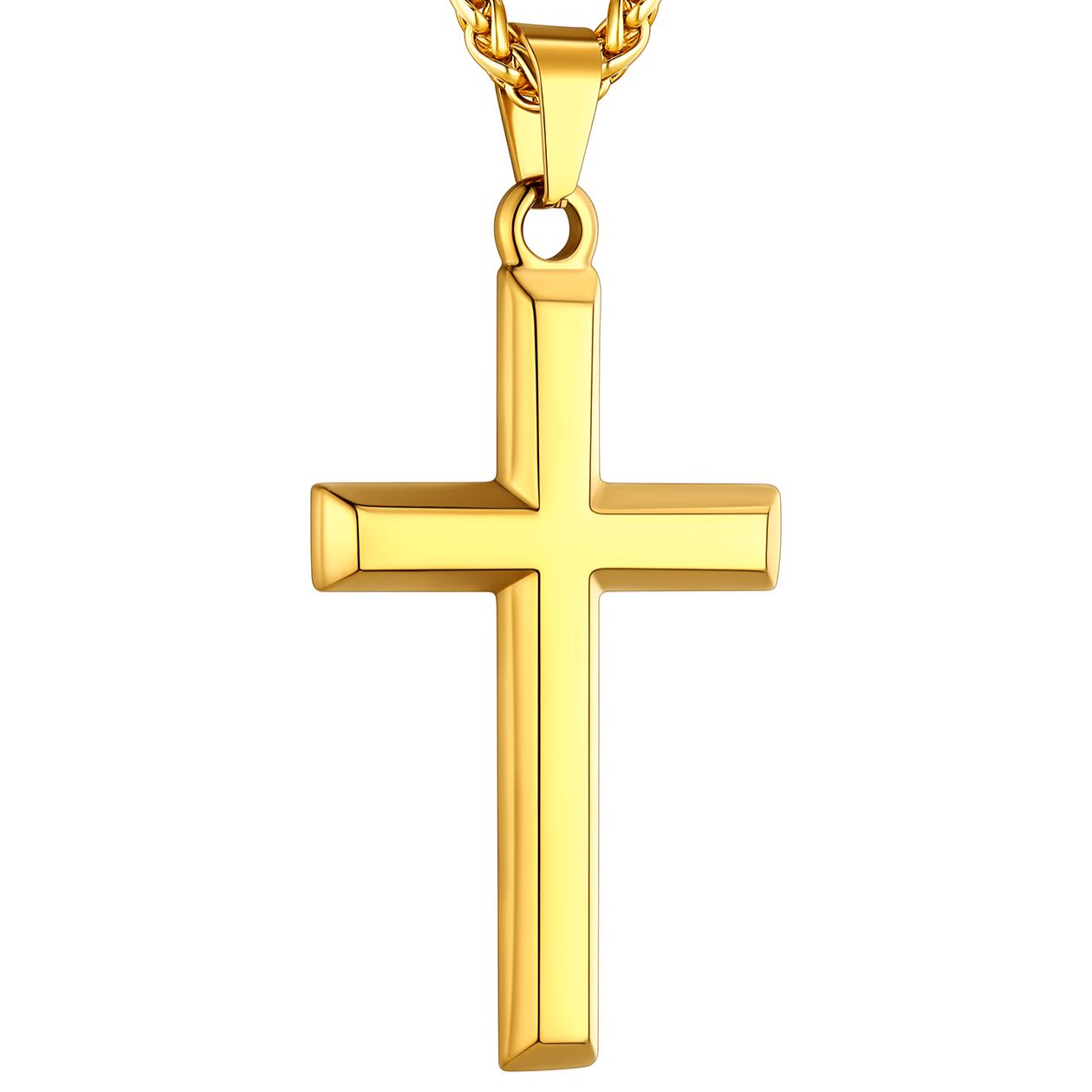 Stainless Steel Cross Pendant Necklace for Men Women