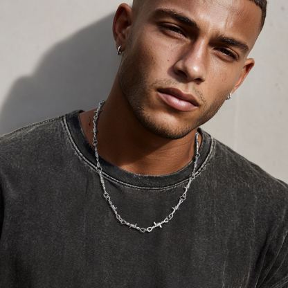 6mm Thorn Barbed Wire Chain Stainless Steel Necklace for Men Women
