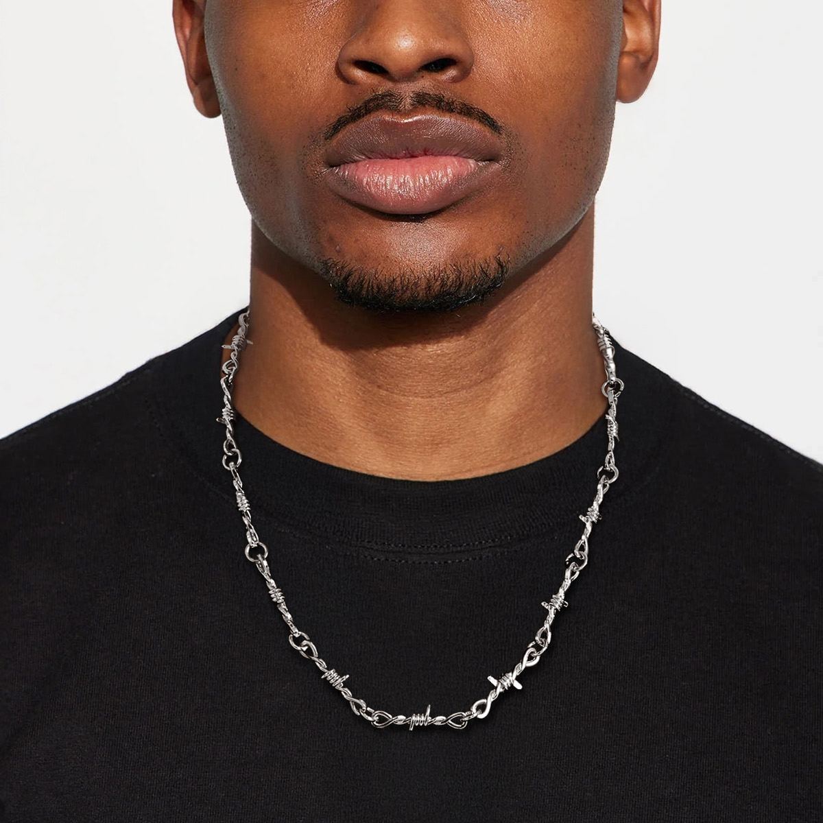 6mm Thorn Barbed Wire Chain Stainless Steel Necklace for Men Women