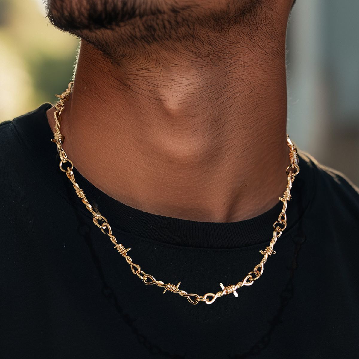 6mm Thorn Barbed Wire Chain Stainless Steel Necklace for Men Women