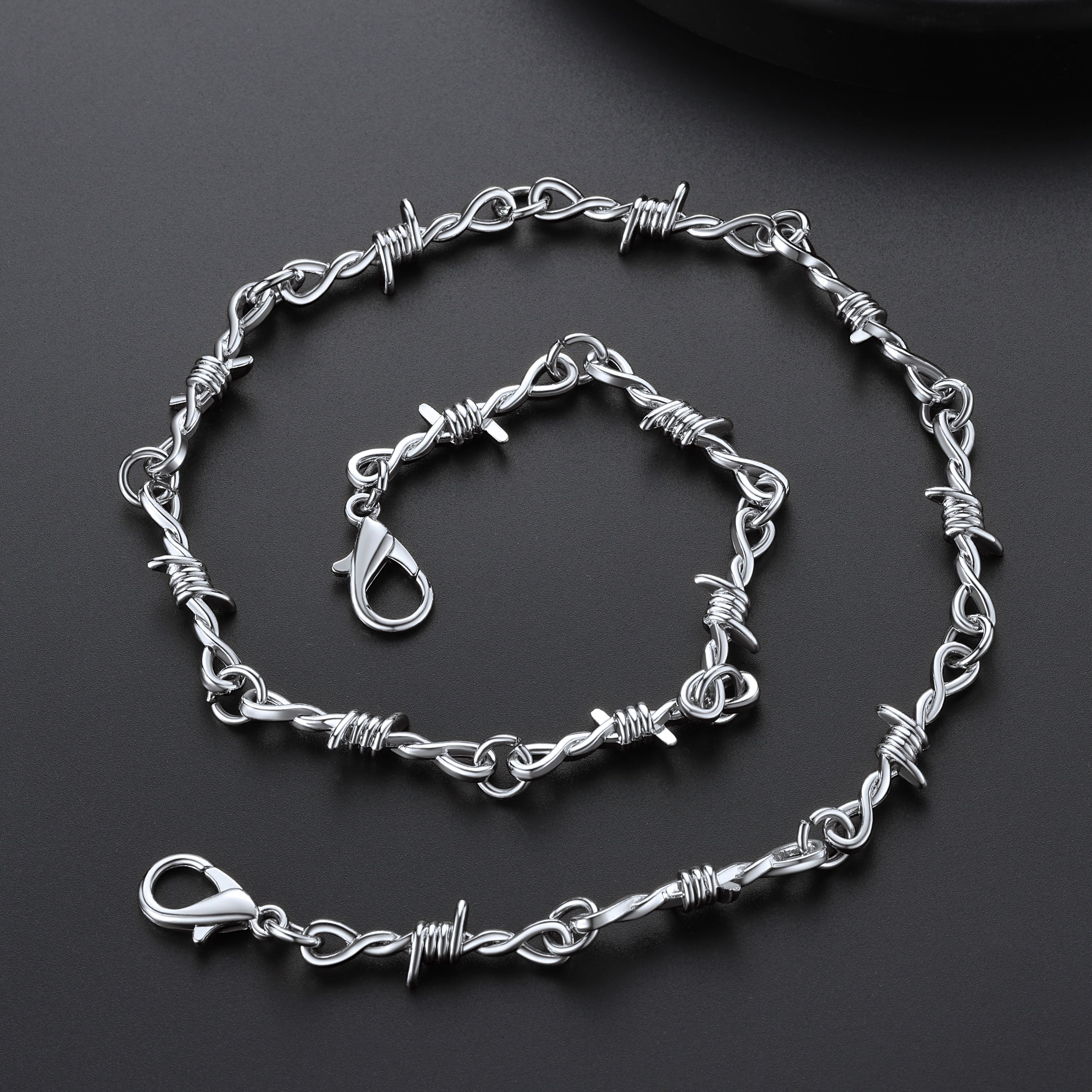 6mm Thorn Barbed Wire Chain Stainless Steel Necklace for Men Women