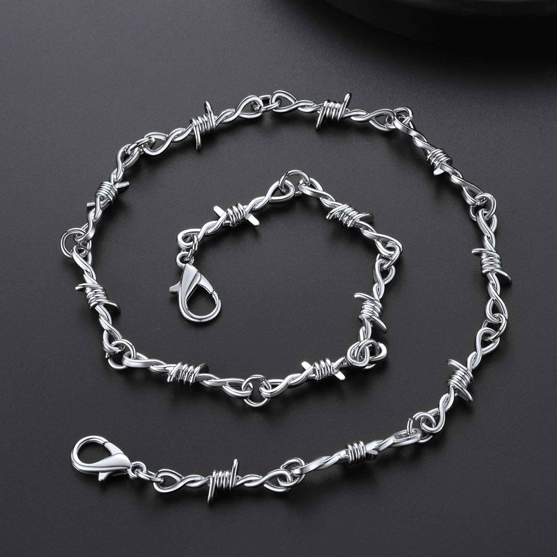 6mm Thorn Barbed Wire Chain Stainless Steel Necklace for Men Women