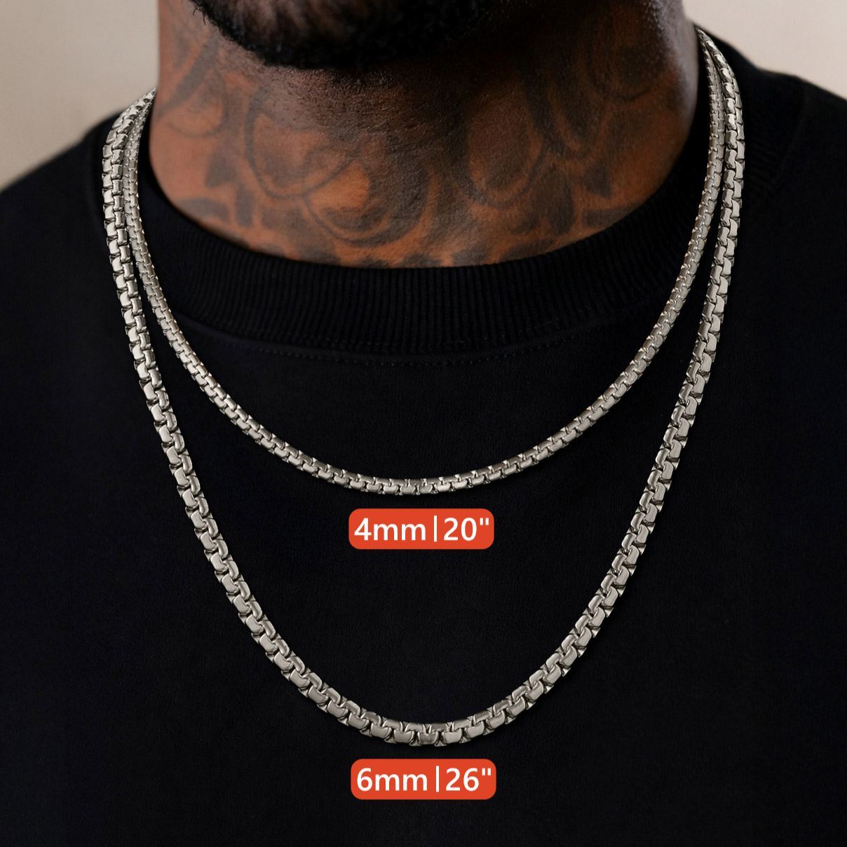 Flat Box Chain Stainless Steel Necklace for Men & Women