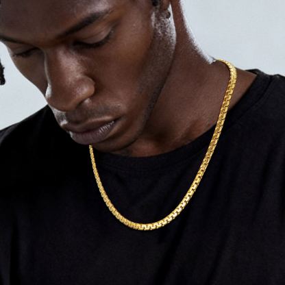 Flat Box Chain Stainless Steel Necklace for Men & Women