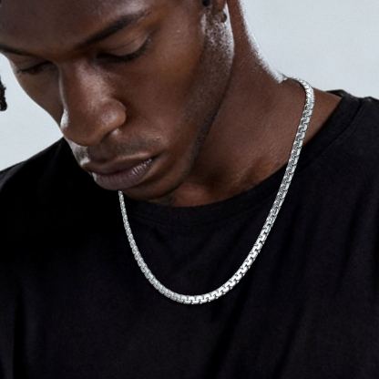 Flat Box Chain Stainless Steel Necklace for Men & Women