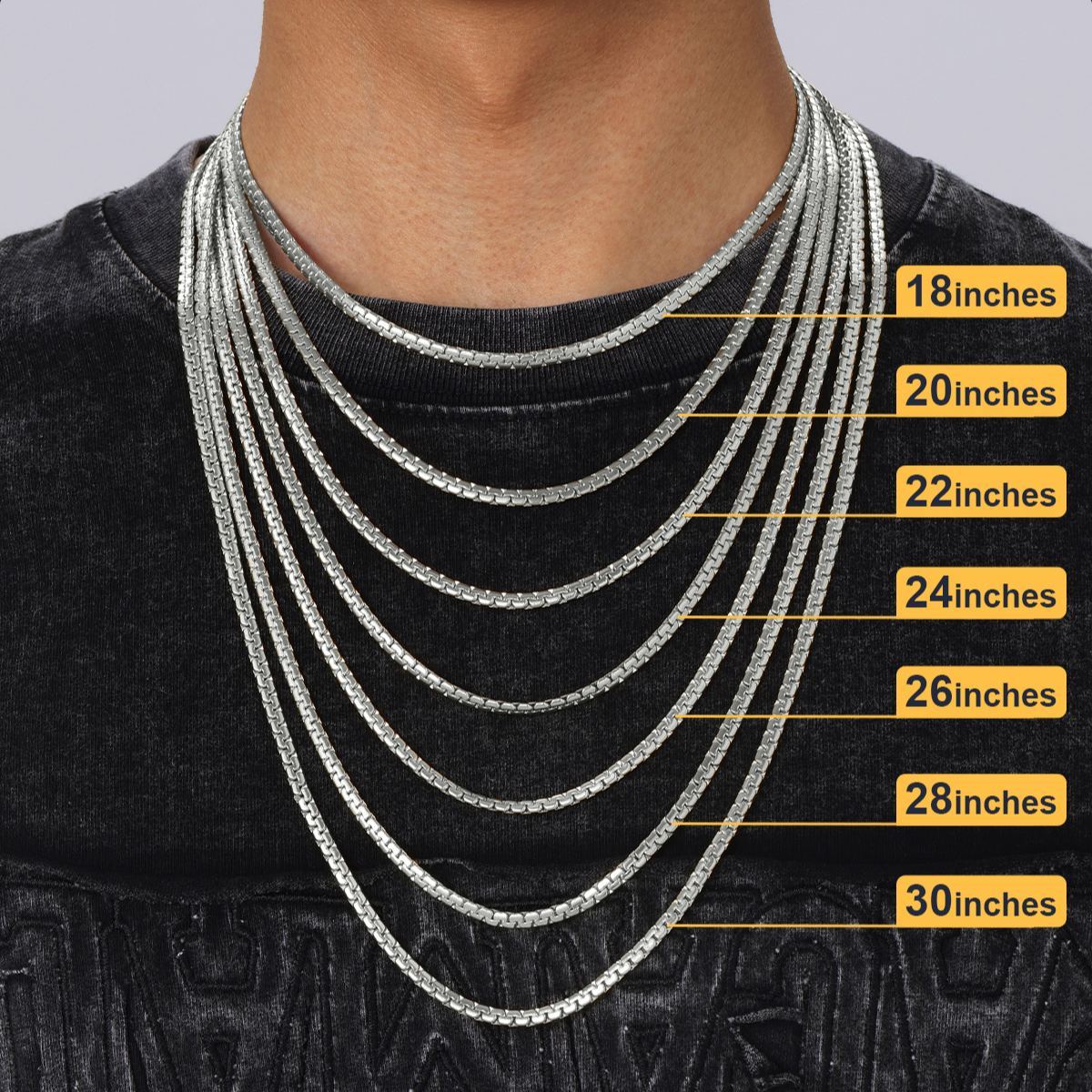 Flat Box Chain Stainless Steel Necklace for Men & Women