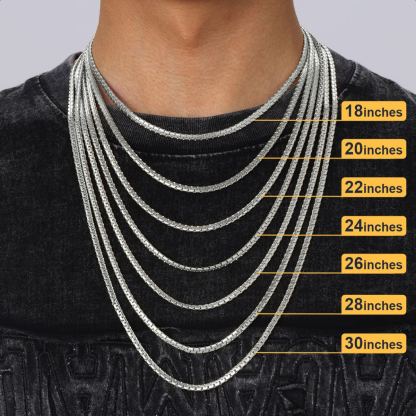 Flat Box Chain Stainless Steel Necklace for Men & Women