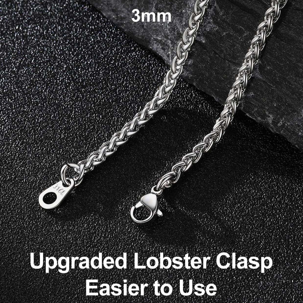 Spiga Wheat Chain Stainless Steel Necklace for Men 3/6mm