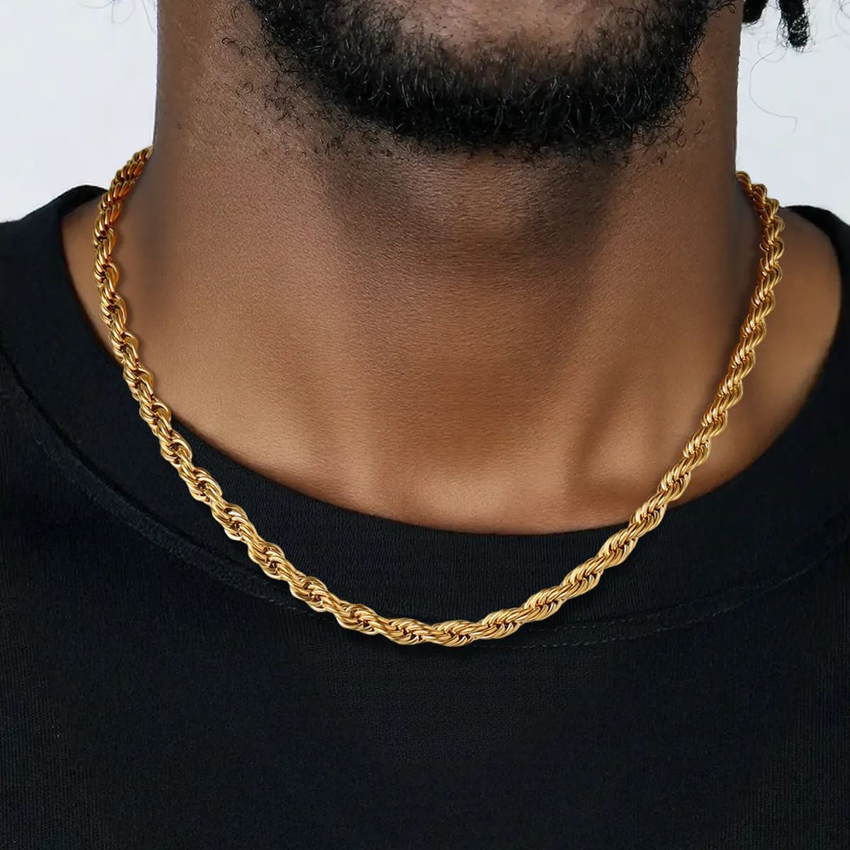 3/6mm Twisted Rope Chain Stainless Steel Necklace for Men