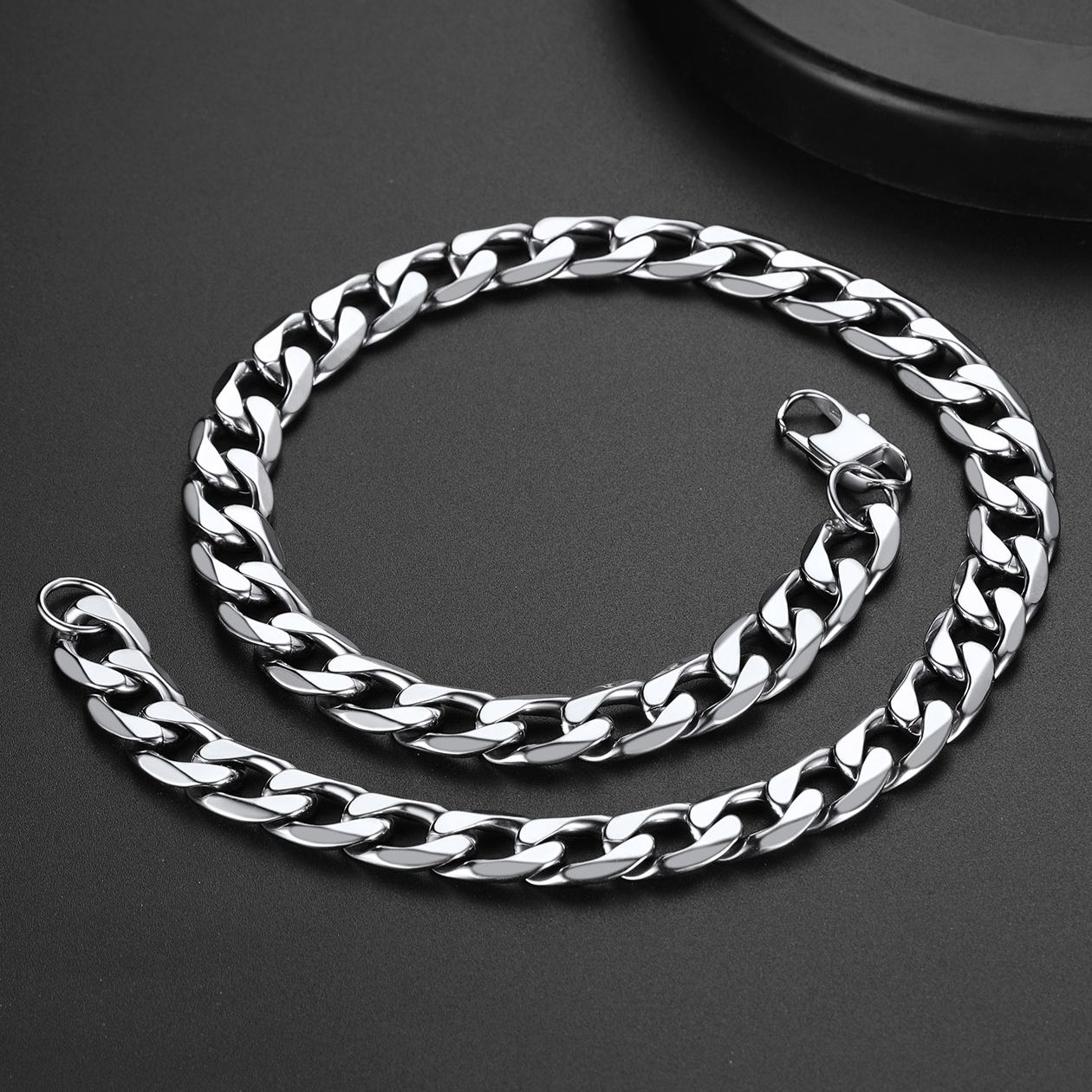 Bold Cuban Link Chain, Chunky Stainless Steel Necklace for Men Women