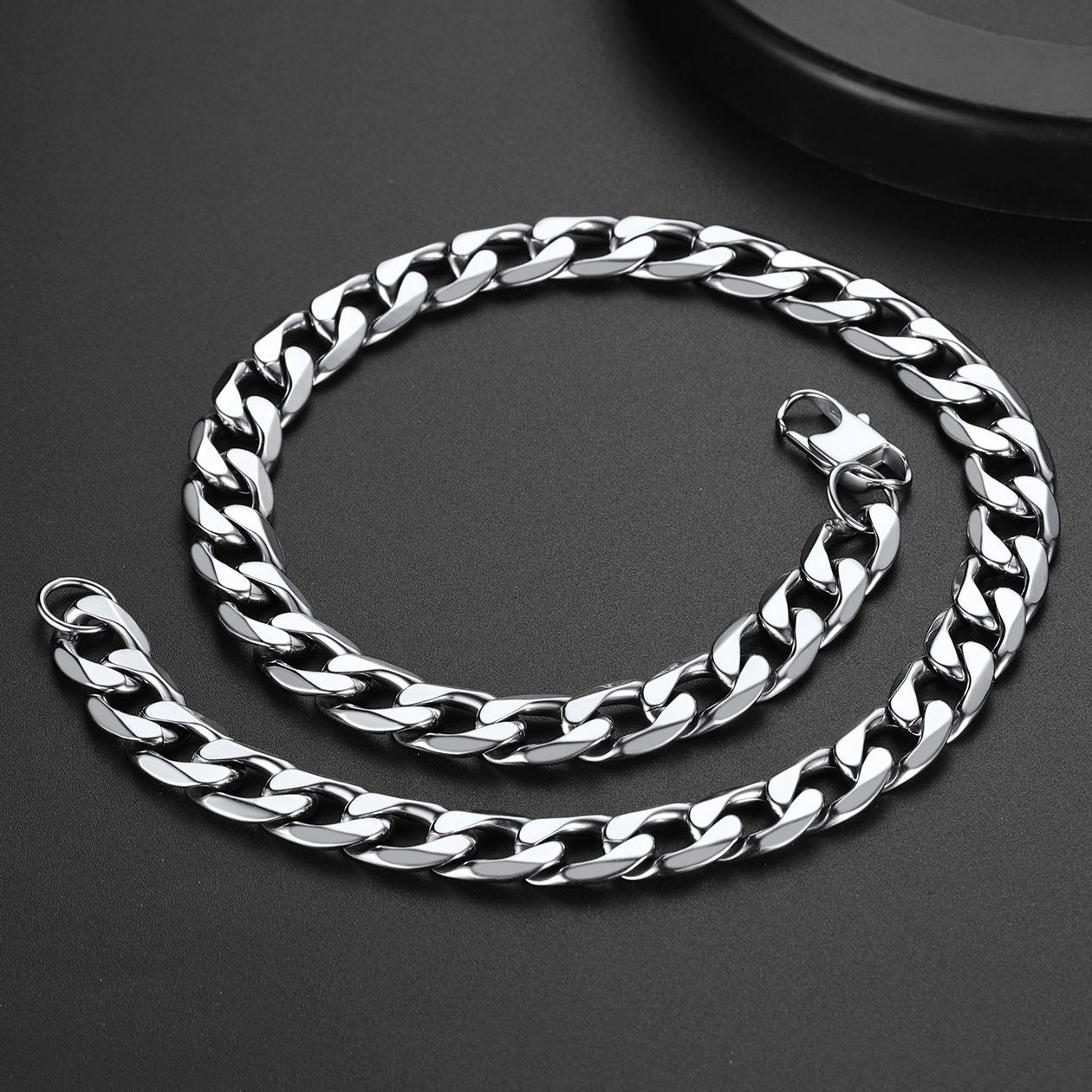 Bold Cuban Link Chain, Chunky Stainless Steel Necklace for Men Women