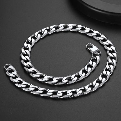 Bold Cuban Link Chain, Chunky Stainless Steel Necklace for Men Women