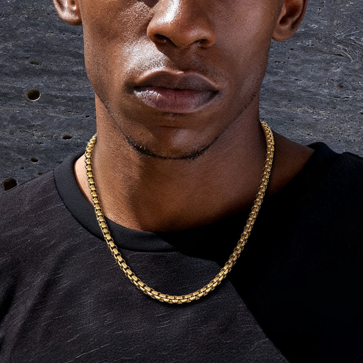 3/6mm Rolo Box Link Chain for Men - Hollow Stainless Steel Link Necklace