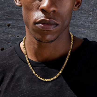 3/6mm Rolo Box Link Chain for Men - Hollow Stainless Steel Link Necklace