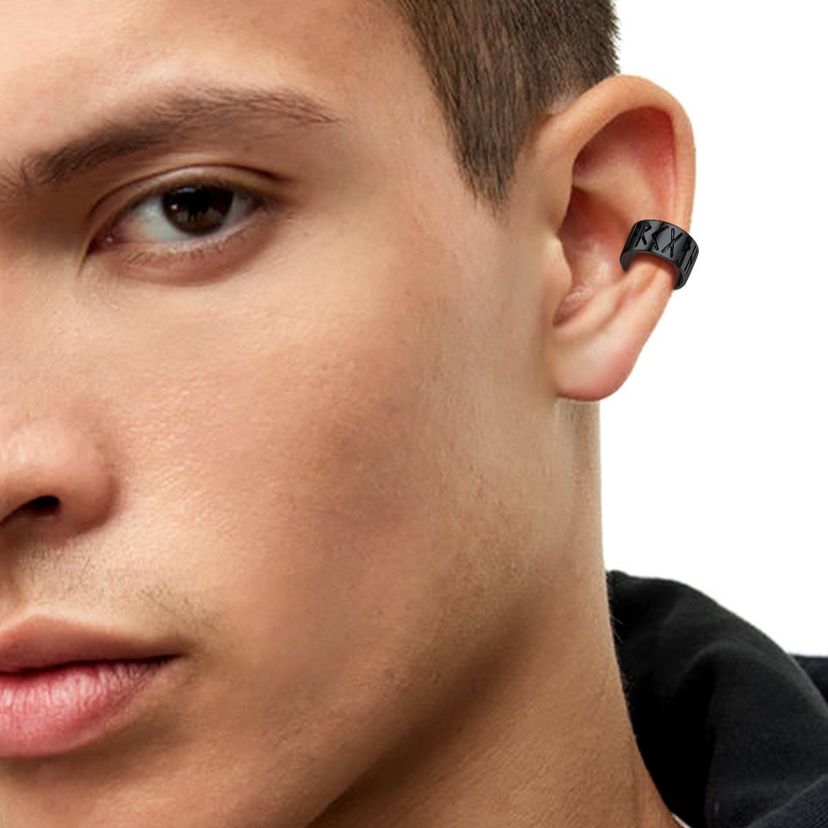 Silver Viking Runes Ear Cuff For Men