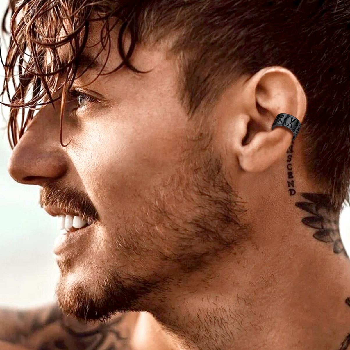 Silver Viking Runes Ear Cuff For Men