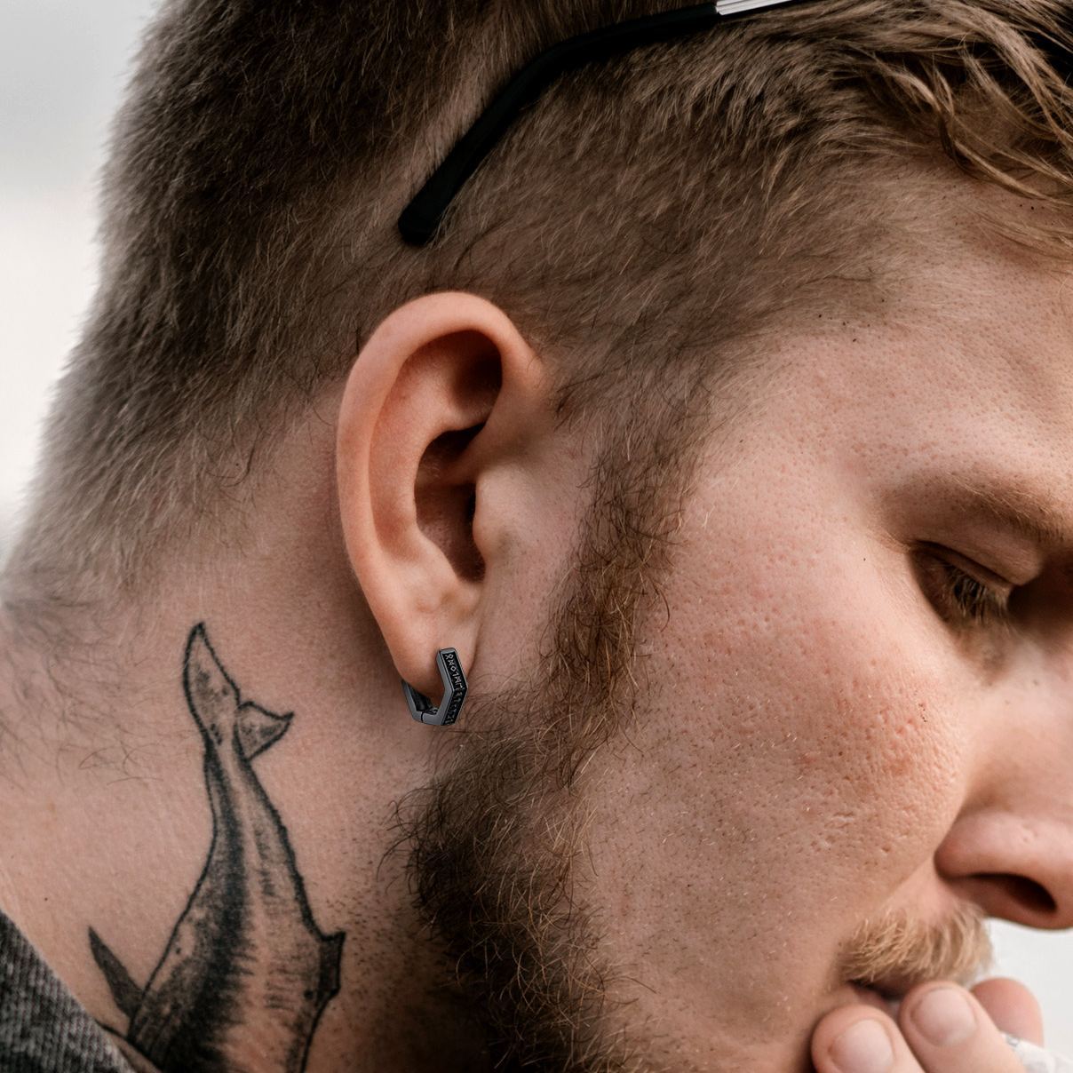 Hexagon Runes Hoops Earring for Men