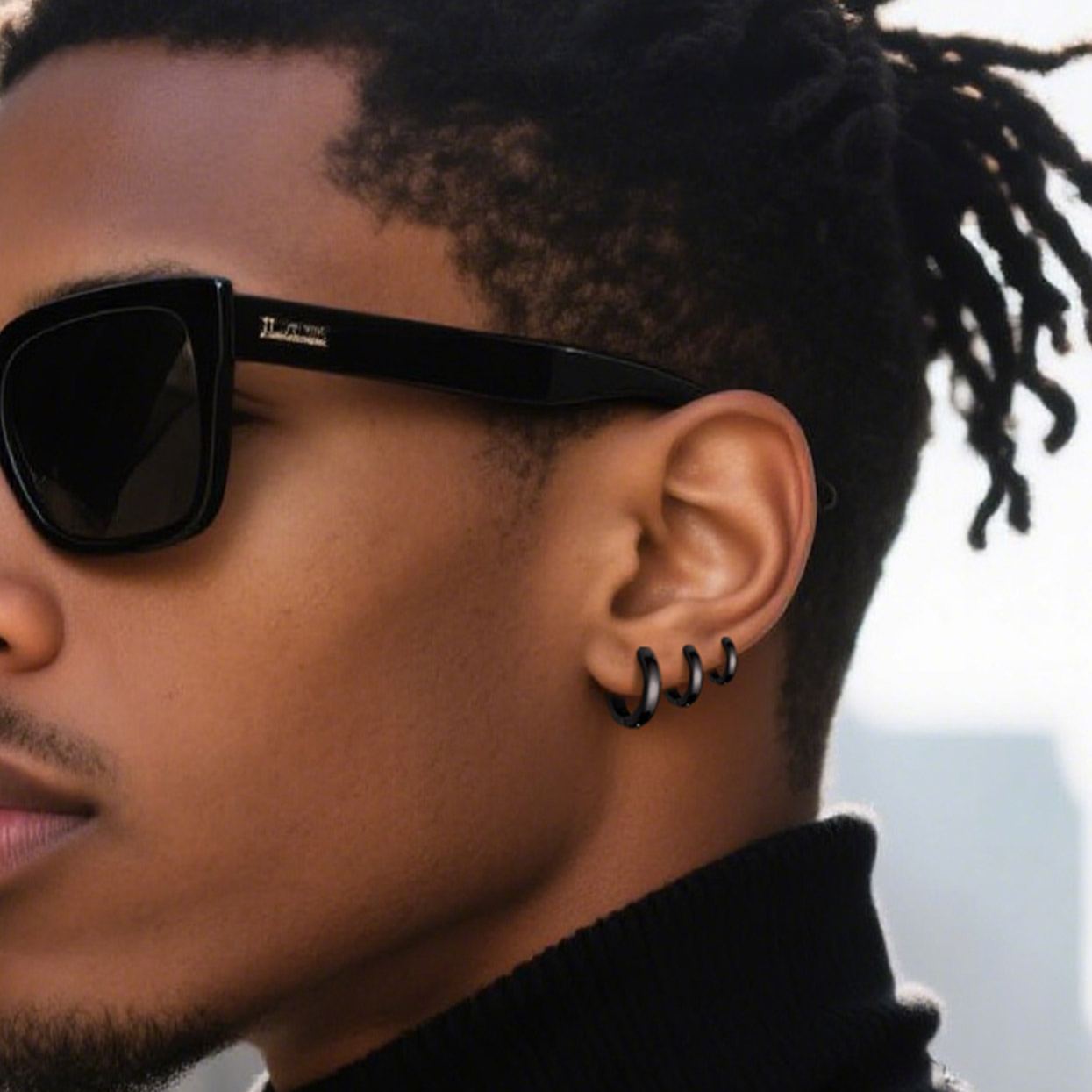 Stainless Steel Silver Hoop Earrings for Men