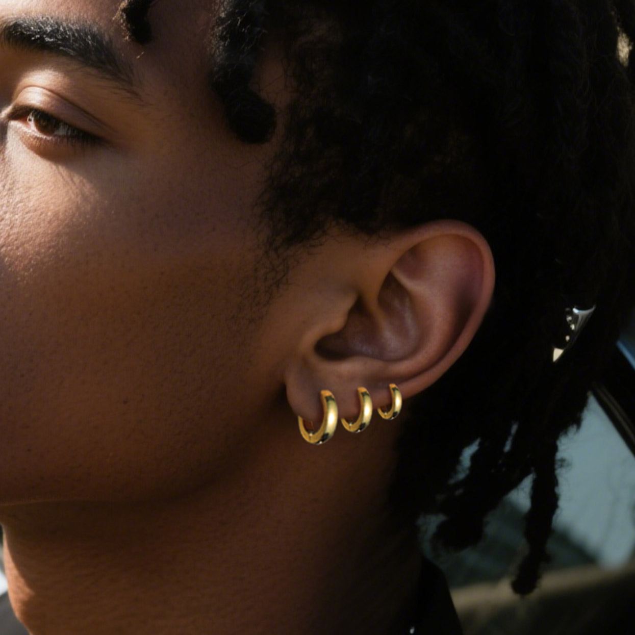 Stainless Steel Silver Hoop Earrings for Men