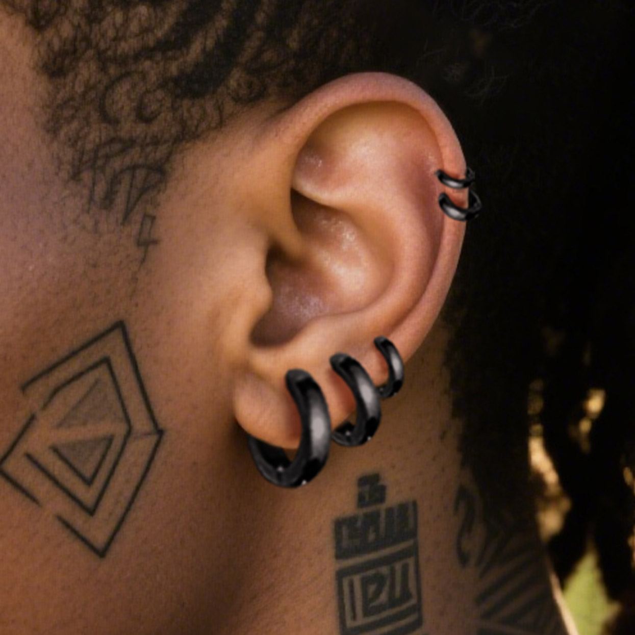 Stainless Steel Silver Hoop Earrings for Men