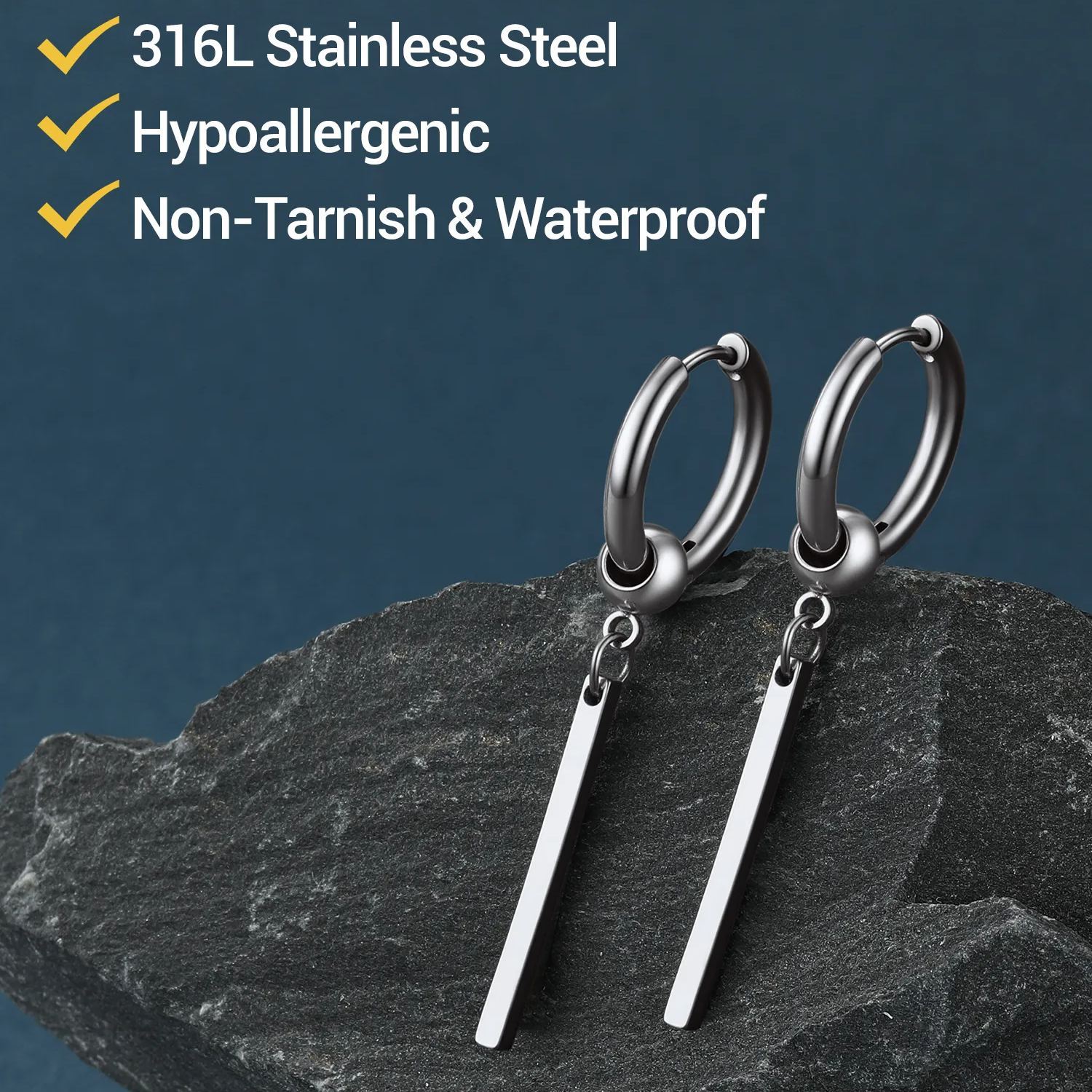 Punk Long Bar Dangle Drop Earrings For Men Women