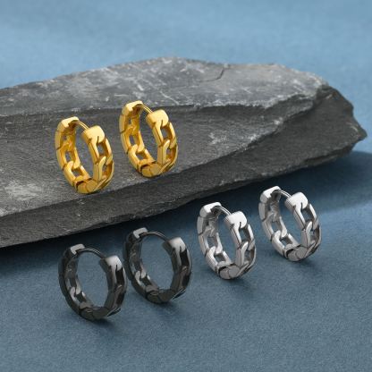 Cuban Links Hoops Circle Earrings