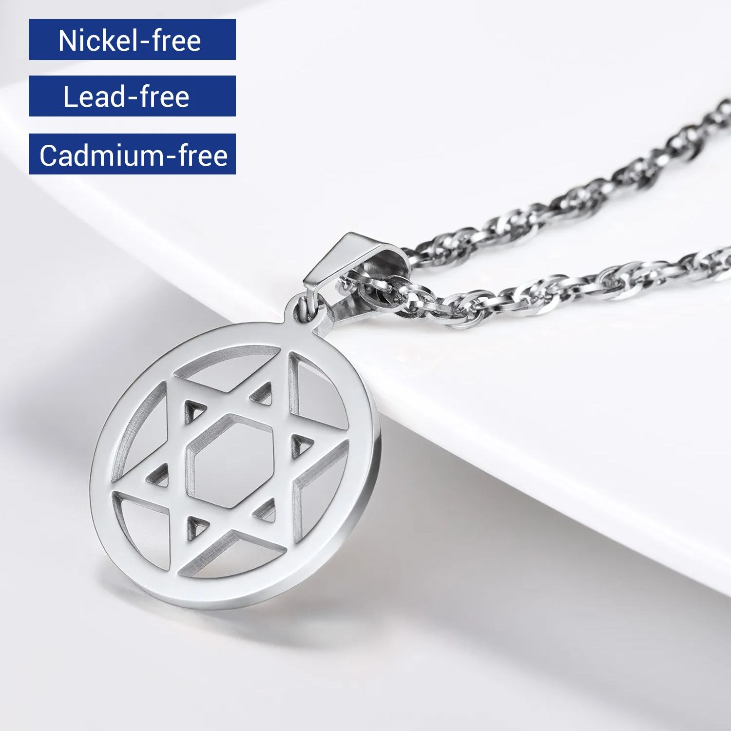 Star of David Jewish Pendant Necklace For Men Women