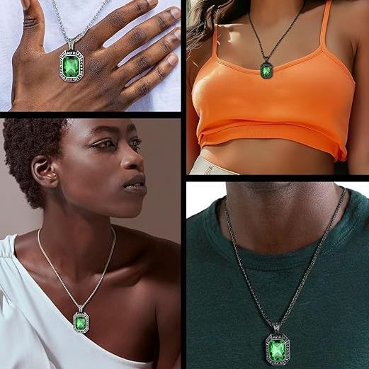 Viking Rune Gemstone Onyx Dog Tag Necklace For Men