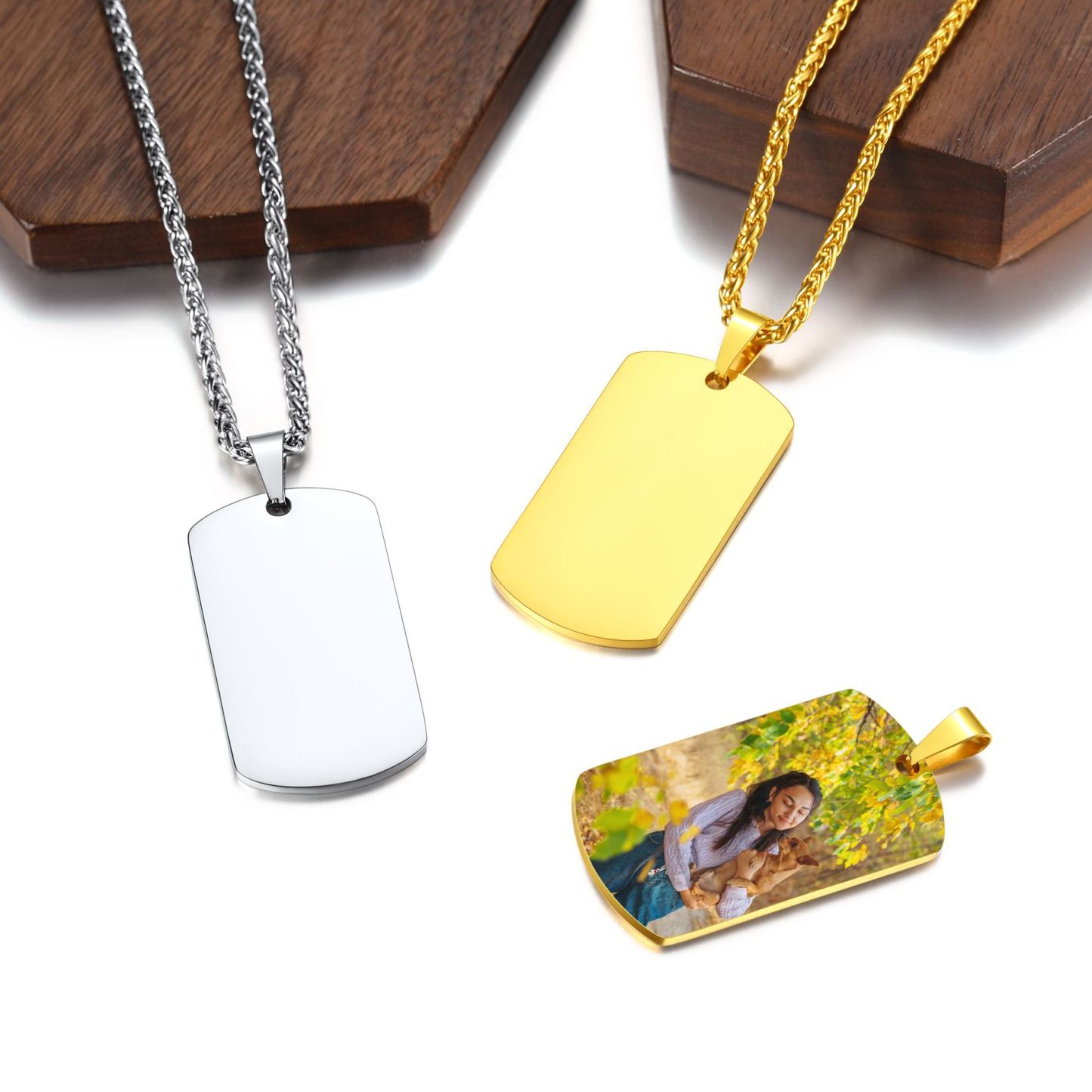 Custom Photo Dog Tag Pendant for Men Women