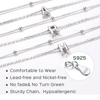 Sterling Silver Dainty Layered Waterproof Initial Anklets