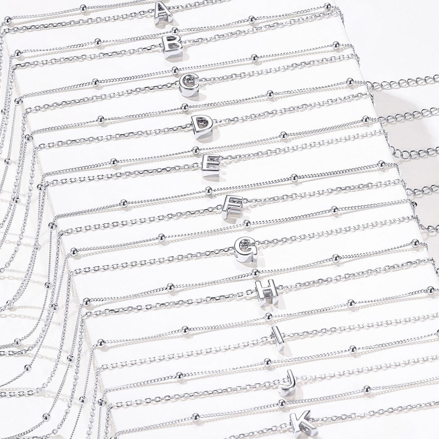 Sterling Silver Dainty Layered Waterproof Initial Anklets in different letter