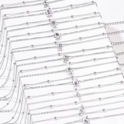 Sterling Silver Dainty Layered Waterproof Initial Anklets in different letter