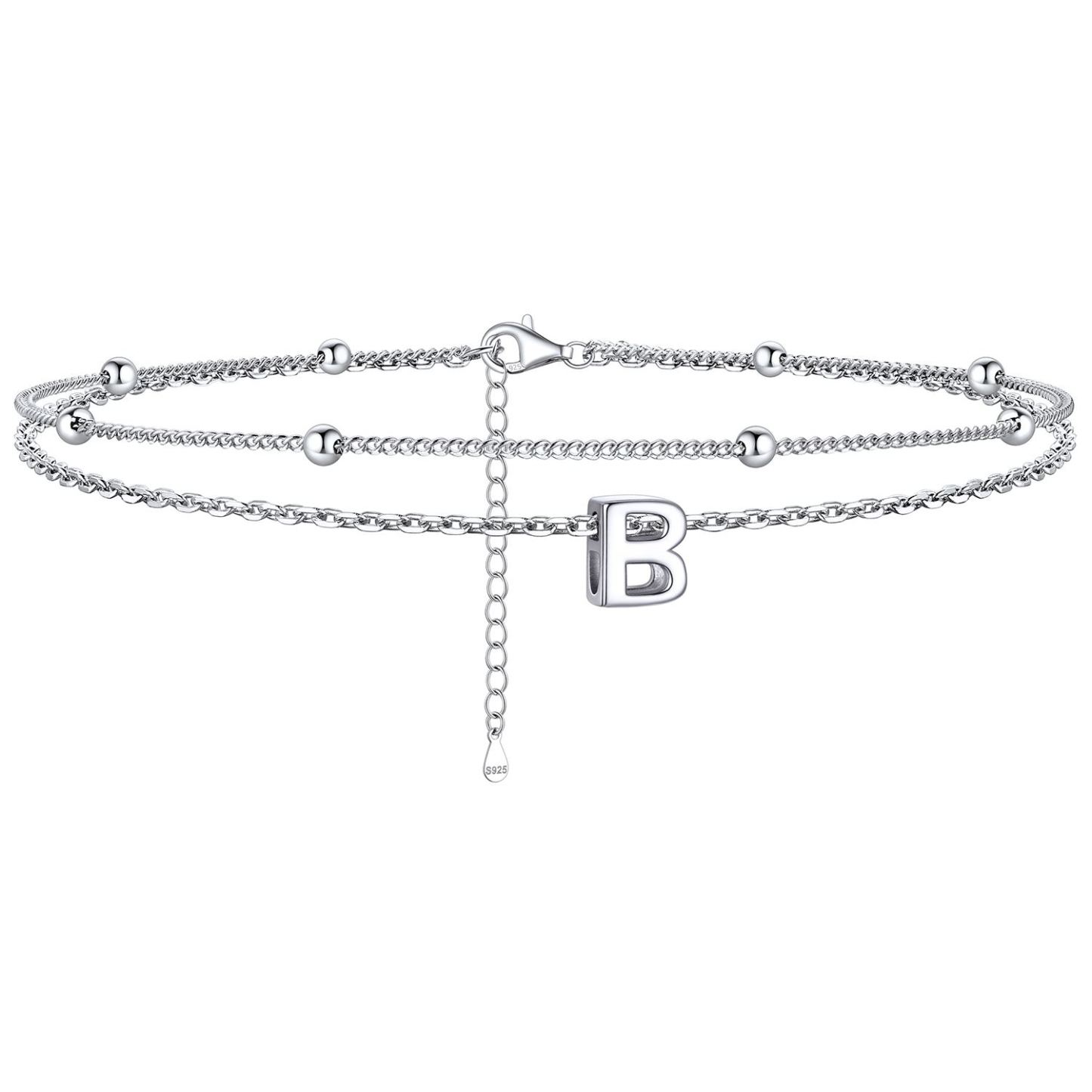 Dainty Layered Waterproof Initial Anklets