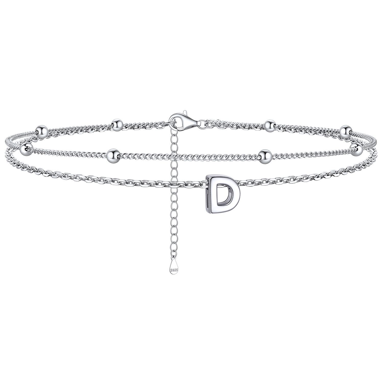 Dainty Layered Waterproof Initial Anklets