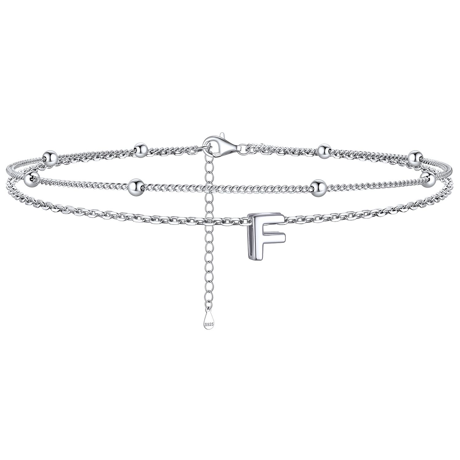 Dainty Layered Waterproof Initial Anklets