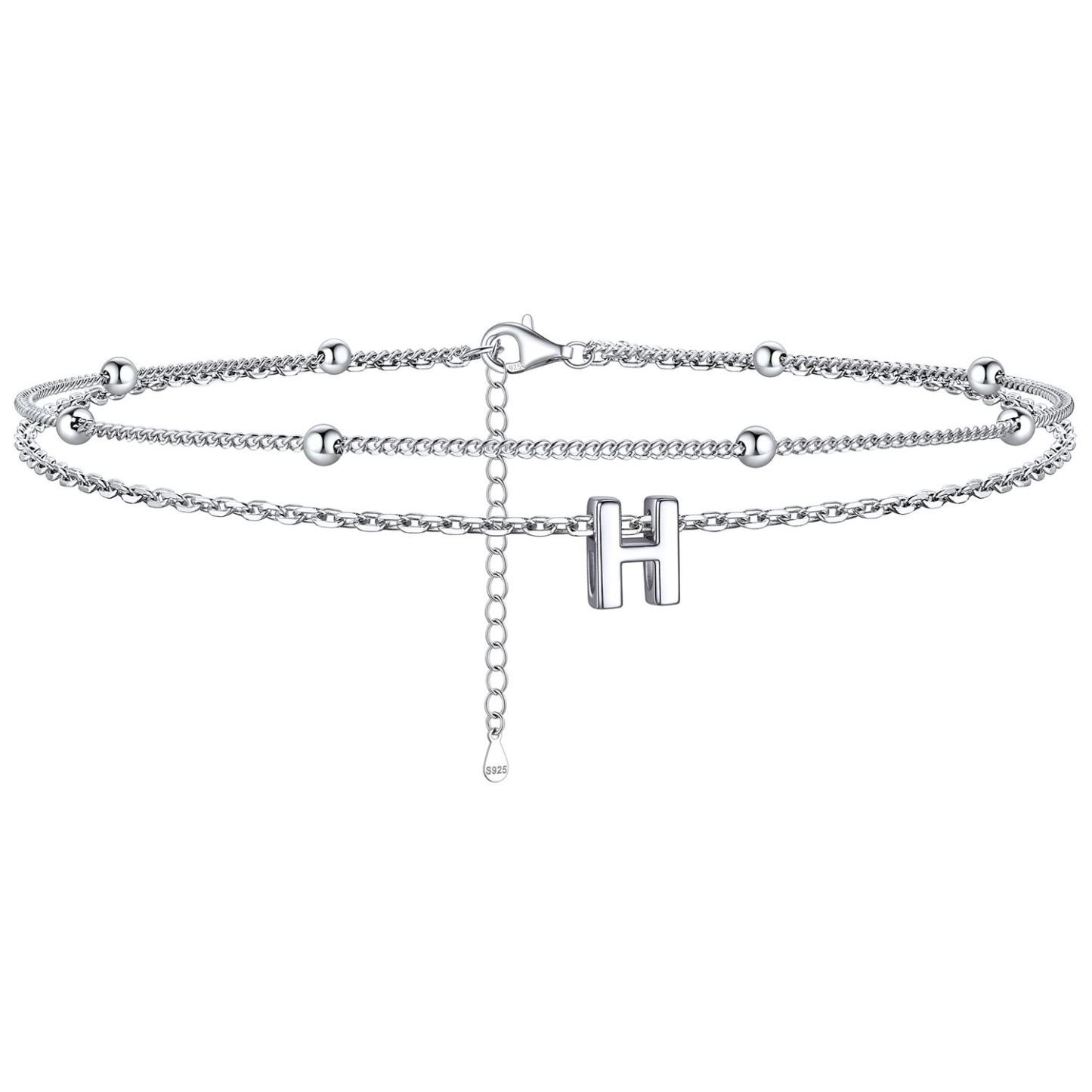 Dainty Layered Waterproof Initial Anklets