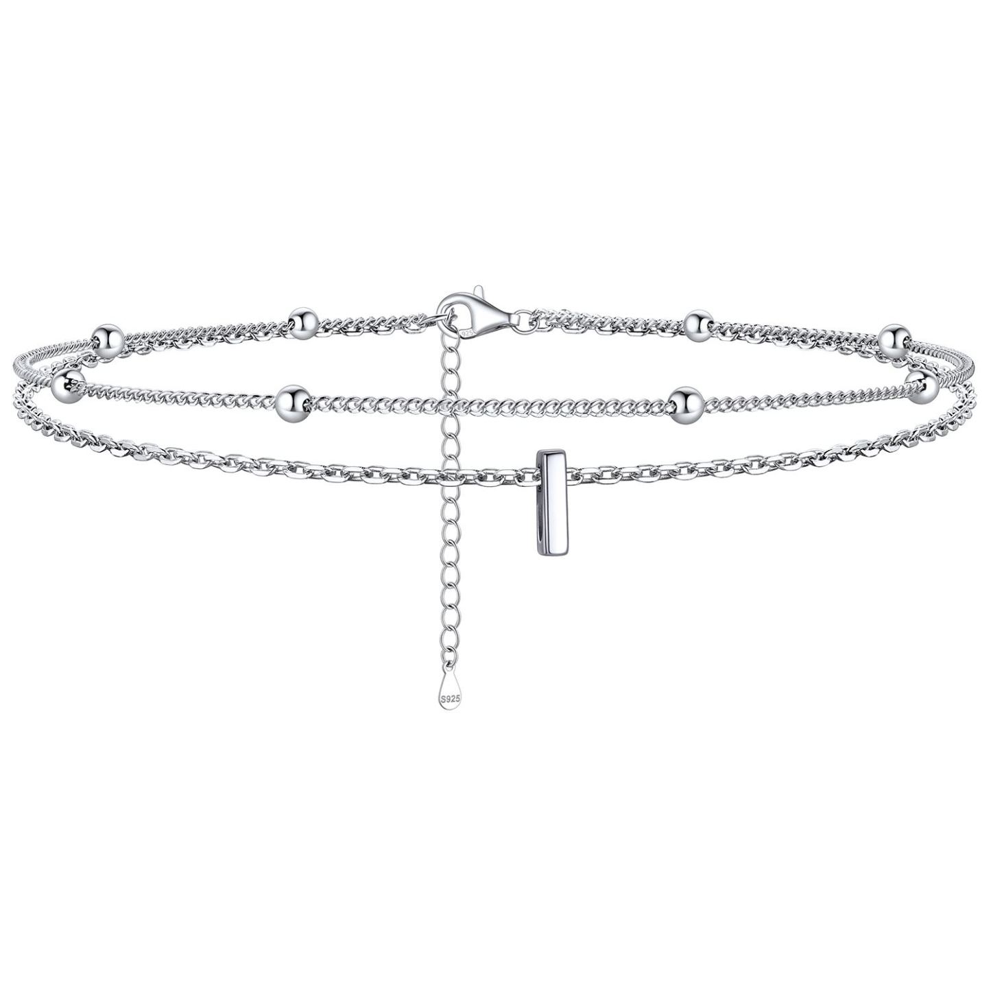 Dainty Layered Waterproof Initial Anklets