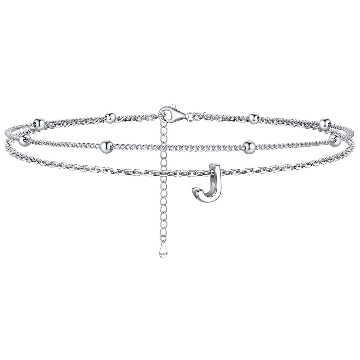 Dainty Layered Waterproof Initial Anklets