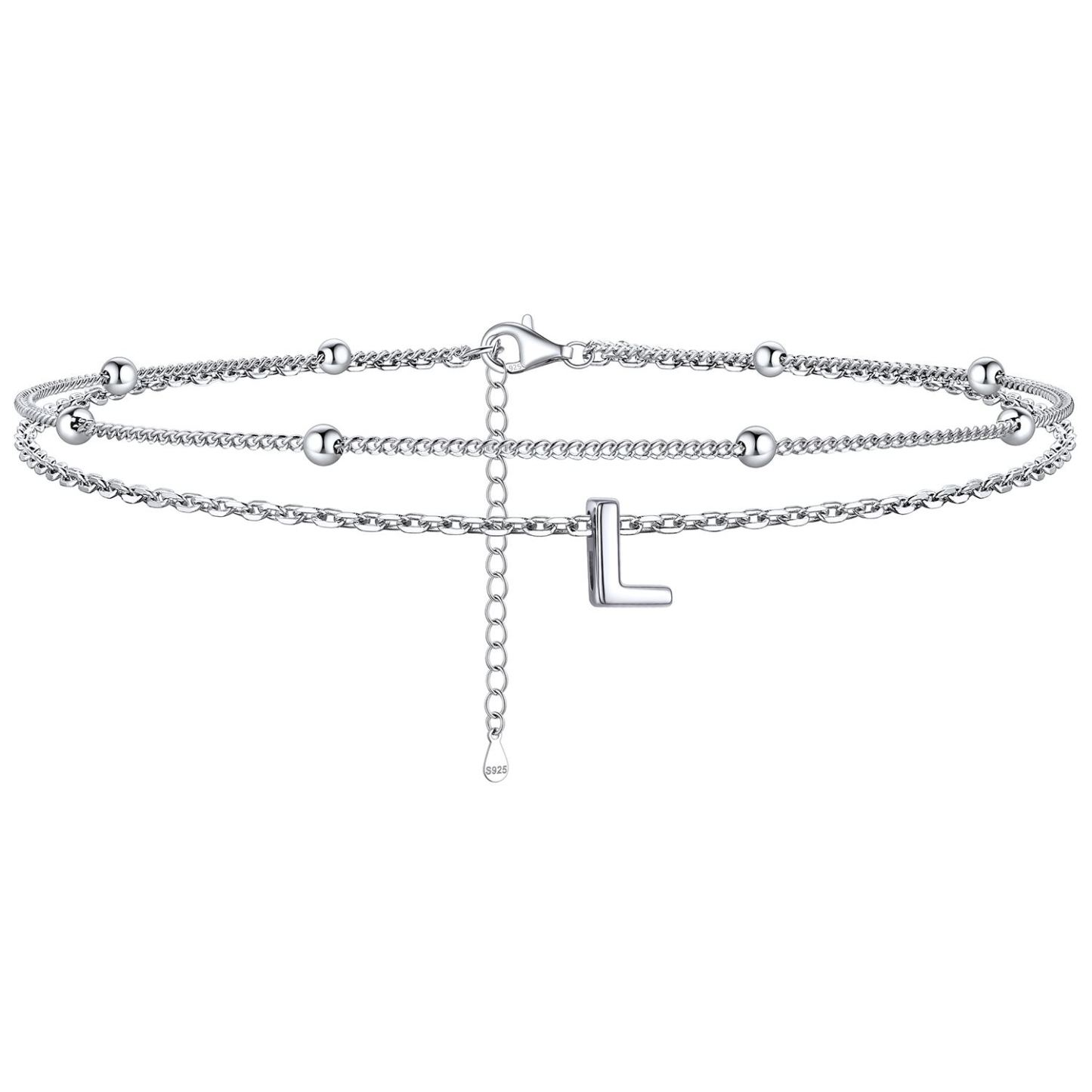 Dainty Layered Waterproof Initial Anklets