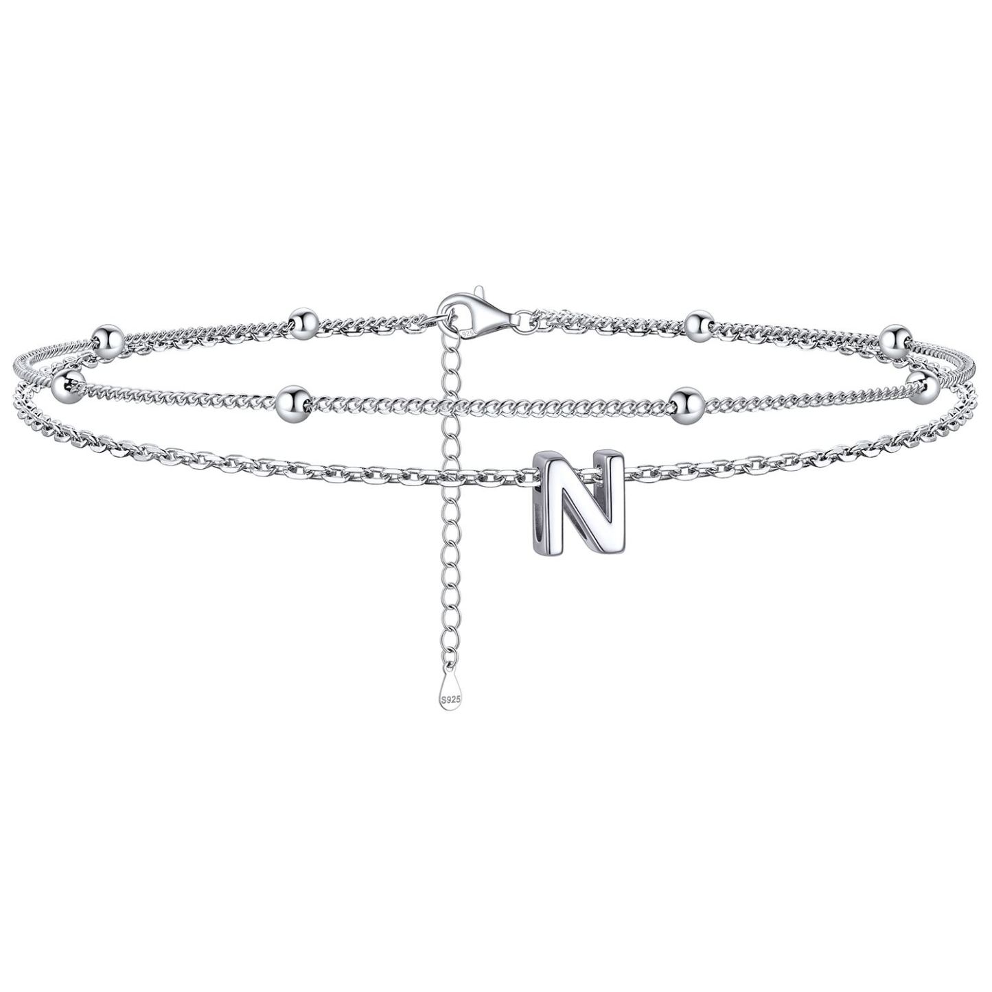 Dainty Layered Waterproof Initial Anklets