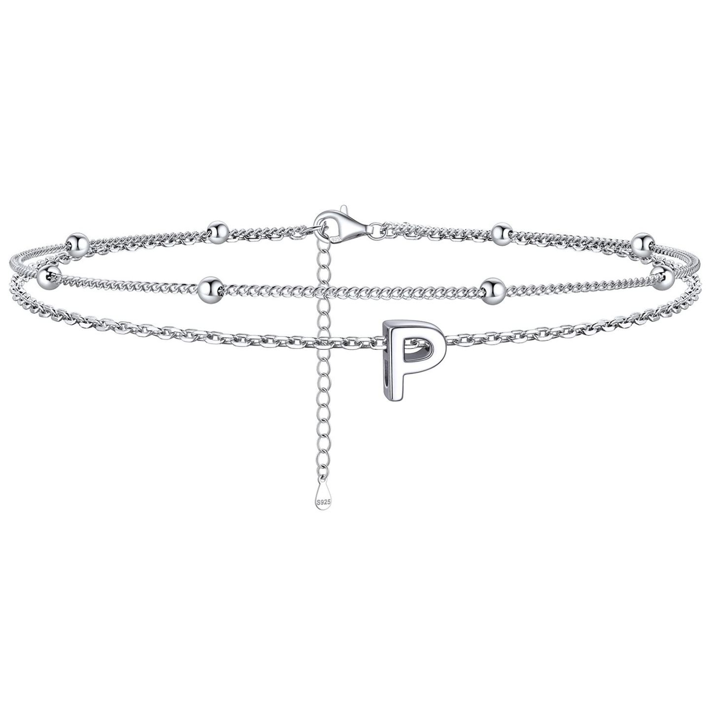 Dainty Layered Waterproof Initial Anklets
