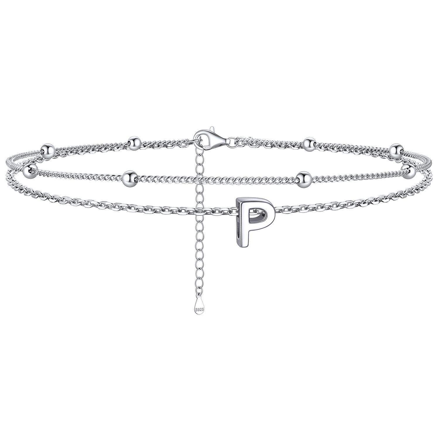 Dainty Layered Waterproof Initial Anklets