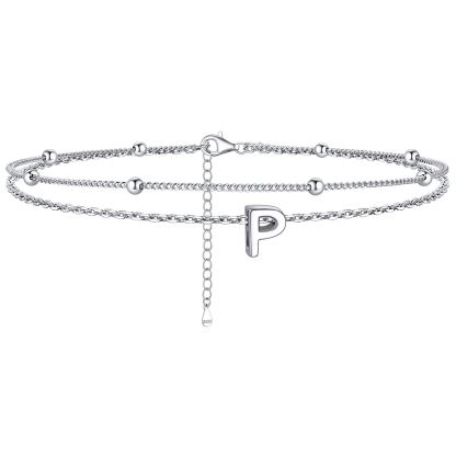 Dainty Layered Waterproof Initial Anklets