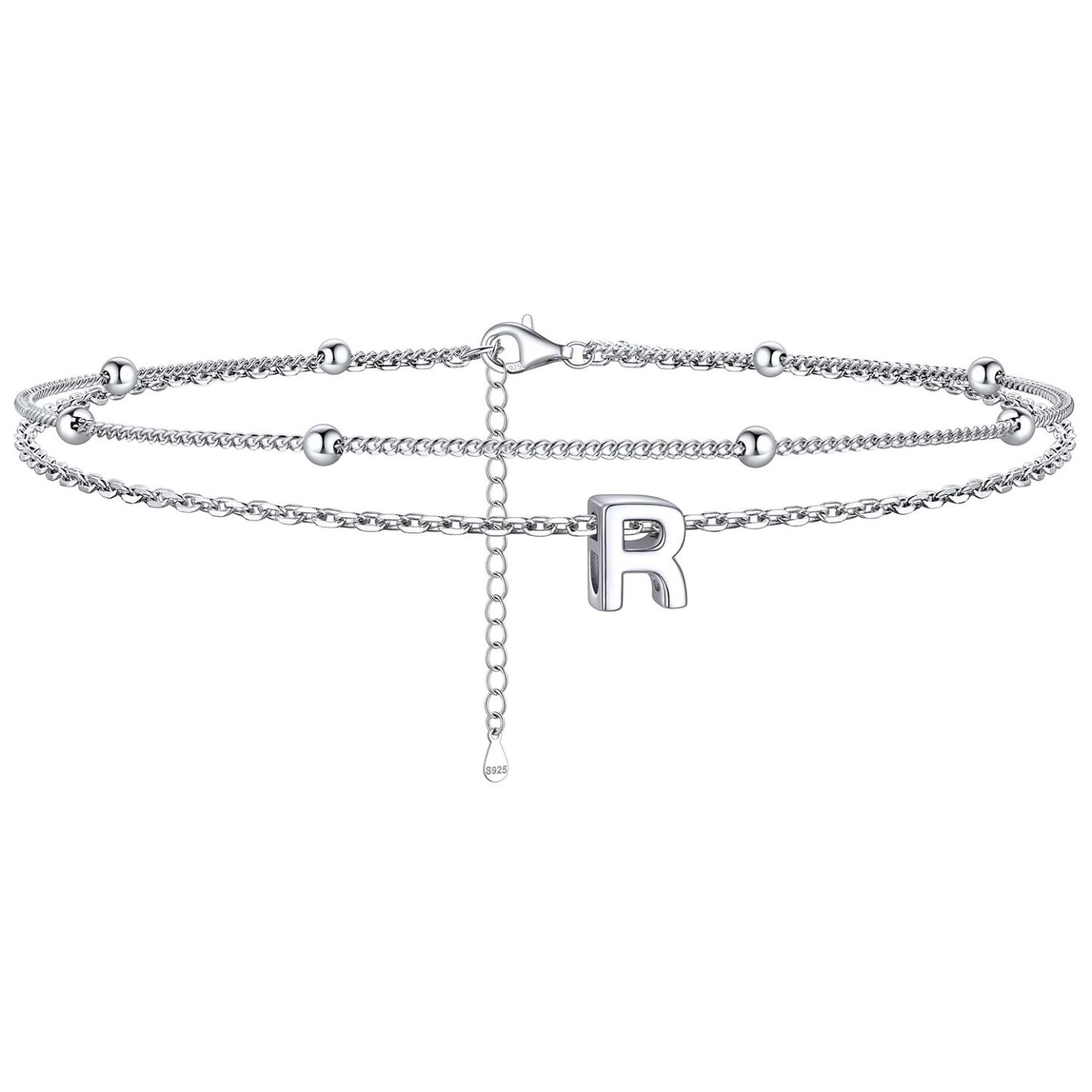 Dainty Layered Waterproof Initial Anklets