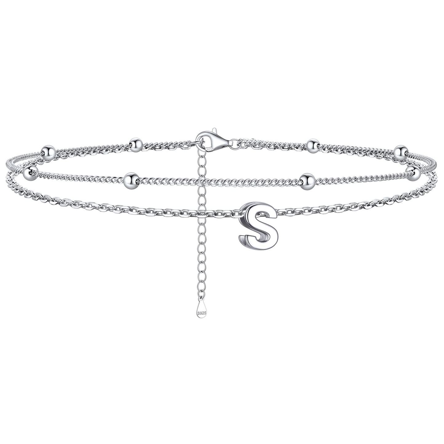 Dainty Layered Waterproof Initial Anklets