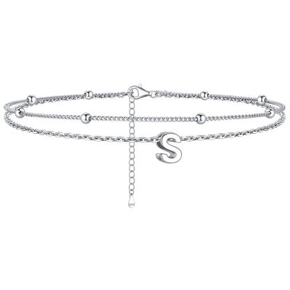 Dainty Layered Waterproof Initial Anklets