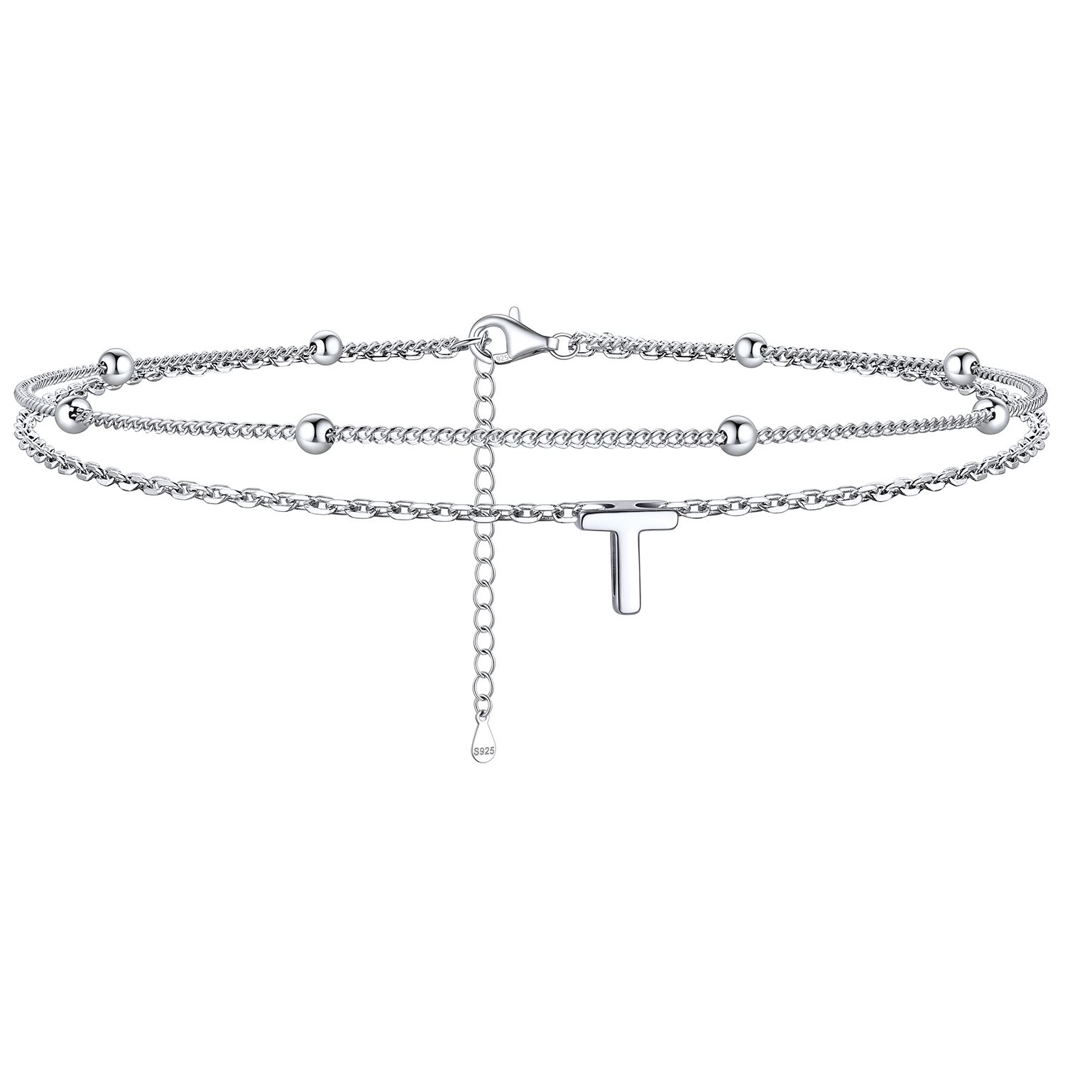 Dainty Layered Waterproof Initial Anklets